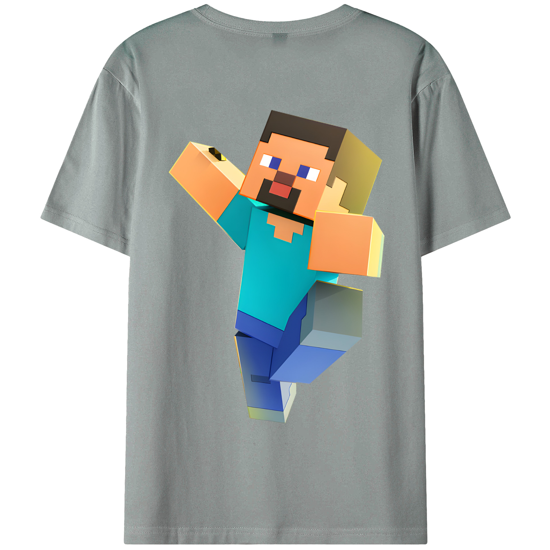 （画像用） マインクラフト ブロックの世界 Minecraft MC Block world 綿100％ メンズ半袖Tシャツ（バックプリント） 通気性